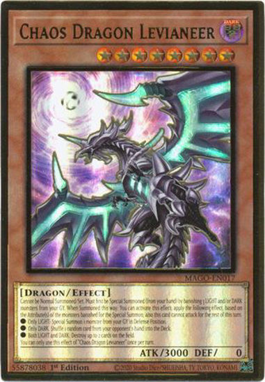 Chaos Dragon Levianeer (Alternate Art) - MAGO-EN017 - Premium Gold Rare 1st Edition