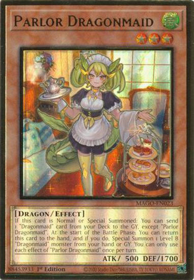 Parlor Dragonmaid - MAGO-EN023 - Premium Gold Rare 1st Edition