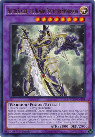 Buster Blader, the Dragon Destroyer Swordsman - MAGO-EN101 - Gold Rare 1st Edition