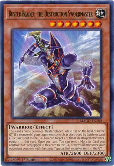 Buster Blader, the Destruction Swordmaster - MAGO-EN100 - Gold Rare 1st Edition