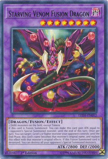 Starving Venom Fusion Dragon - LED5-EN052 - Rare 1st Edition