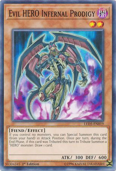 Evil HERO Infernal Prodigy - LED5-EN019 - Common 1st Edition