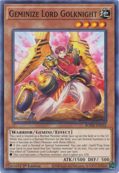 Geminize Lord Golknight - BODE-EN032 - Common 1st Edition