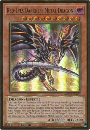 Red-Eyes Darkness Metal Dragon (alternate art) - MGED-EN009 - Gold Rare 1st Edition