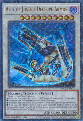 Ally of Justice Decisive Armor - HAC1-EN092 - Duel Terminal Ultra Parallel Rare 1st Edition