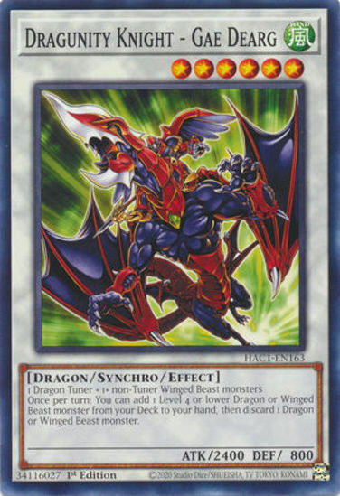 Dragunity Knight - Gae Dearg - HAC1-EN163 - Common 1st Edition