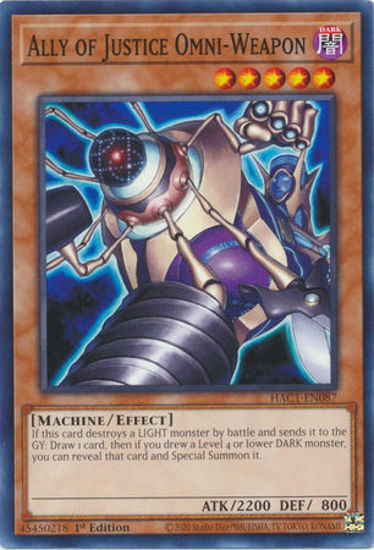 Ally of Justice Omni-Weapon - HAC1-EN087 - Duel Terminal Normal Parallel Rare 1st Edition