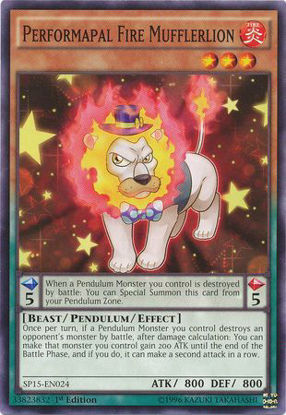 Performapal Fire Mufflerlion - SP15-EN024 - Shatterfoil Rare 1st Edition