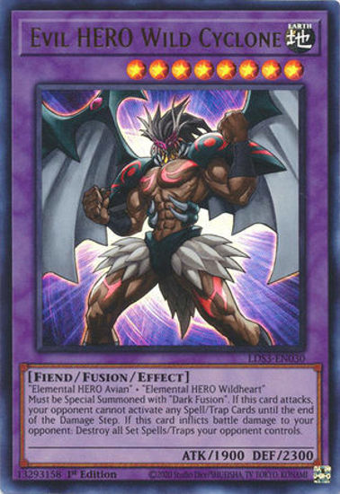 Evil HERO Wild Cyclone - LDS3-EN030 - Ultra Rare 1st Edition