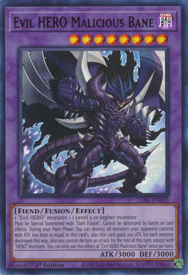 Evil HERO Malicious Bane - LDS3-EN033 - Ultra Rare 1st Edition