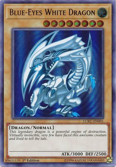 Blue-Eyes White Dragon (Blue Ripple Background) - LCKC-EN001 - Ultra Rare 1st Edition