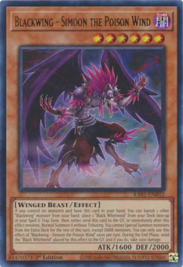 Blackwing - Simoon the Poison Wind - RA01-EN012 - (V.2 - Ultra Rare) 1st Edition