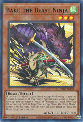 Baku the Beast Ninja - DABL-EN017 - Super Rare 1st Edition