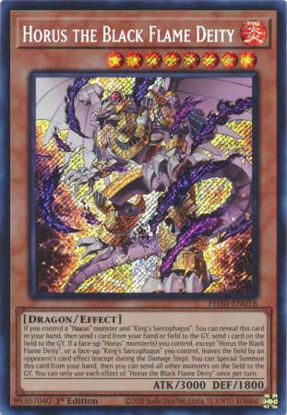 Horus the Black Flame Deity - PHNI-EN018 - Secret Rare 1st Edition