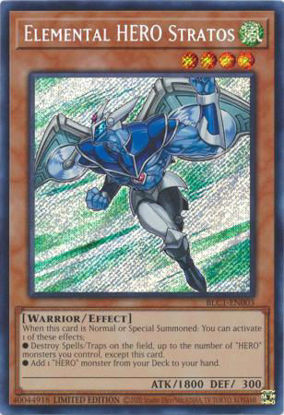 Elemental HERO Stratos - BLC1-EN003 - Secret Rare 1st Edition