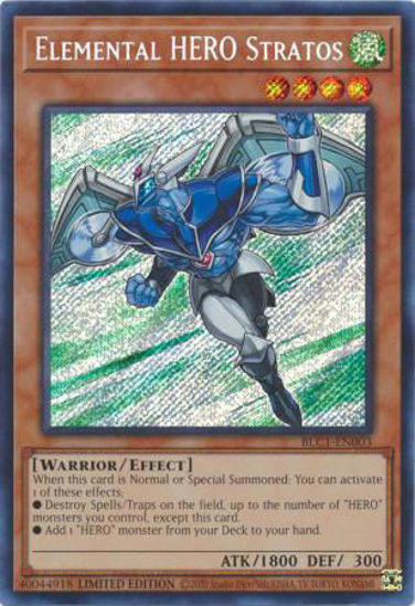 Elemental HERO Stratos - BLC1-EN003 - Secret Rare 1st Edition