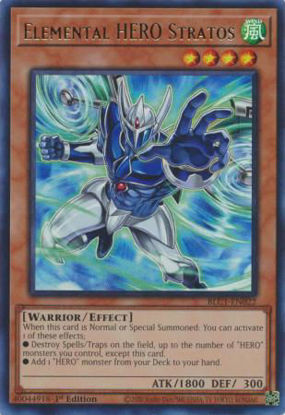 Elemental HERO Stratos (Alternate Art) - BLC1-EN022 - Ultra Rare 1st Edition