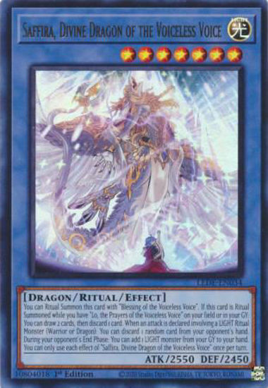 Saffira, Divine Dragon of the Voiceless Voice - LEDE-EN034 - Ultra Rare 1st Edition