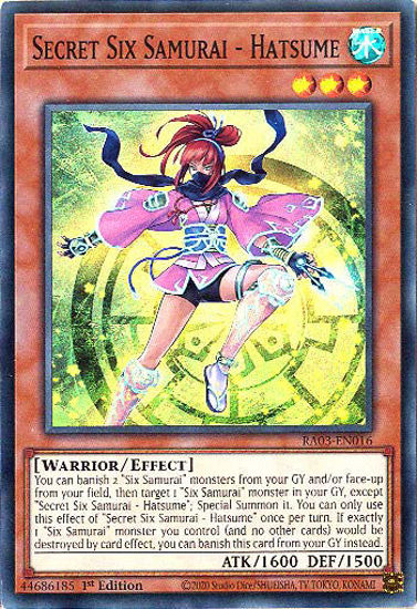 Secret Six Samurai - Hatsume - RA03-EN016 - Super Rare 1st Edition