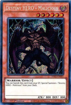 Destiny HERO - Malicious - RA03-EN001 - Secret Rare 1st Edition