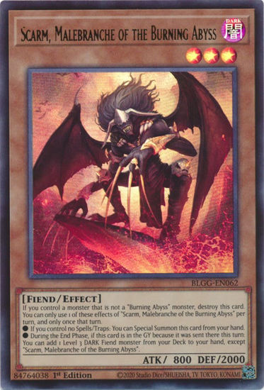Scarm, Malebranche of the Burning Abyss - BLGG-EN062 - Ultra Rare 1st Edition