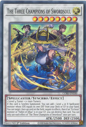 The Three Champions of Swordsoul - CORI-EN100 - Super Rare 1st Edition