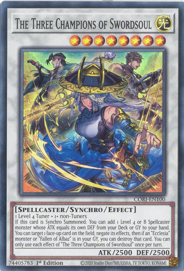 The Three Champions of Swordsoul - CORI-EN100 - Super Rare 1st Edition