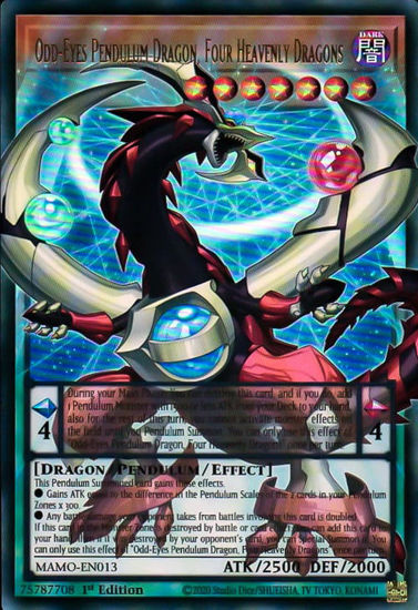Odd-Eyes Pendulum Dragon, Four Heavenly Dragons - MAMO-EN013 - Extended Art | Ultra Rare 1st Edition