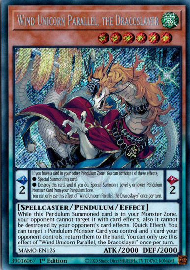 Wind Unicorn Parallel, the Dracoslayer - MAMO-EN125 - Secret Rare 1st Edition