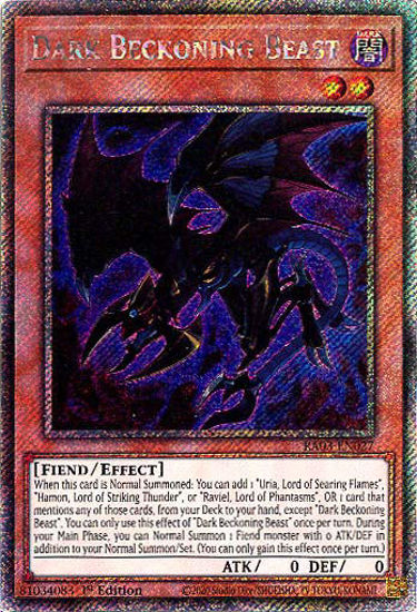 Dark Beckoning Beast - RA03-EN027 - Platinum Secret Rare 1st Edition