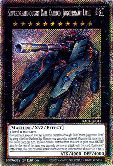 Superdreadnought Rail Cannon Juggernaut Liebe - RA03-EN041 - Platinum Secret Rare 1st Edition