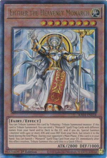 Ehther the Heavenly Monarch - RA04-EN018-QCR - (V.5 - Quarter Century Secret Rare) 1st Edition