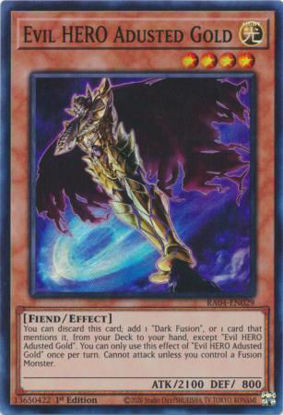 Evil HERO Adusted Gold - RA04-EN029-SR - (V.1 - Super Rare) 1st Edition