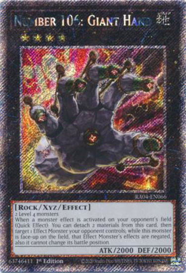 Number 106: Giant Hand - RA04-EN066-PSR - (V.4 - Platinum Secret Rare) 1st Edition