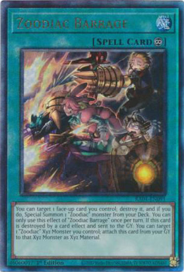 Zoodiac Barrage - RA04-EN091-QCR - (V.5 - Quarter Century Secret Rare) 1st Edition