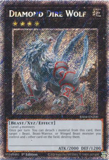Diamond Dire Wolf - RA04-EN200-PSR - (V.4 - Platinum Secret Rare) 1st Edition