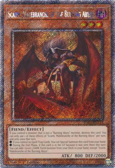 Scarm, Malebranche of the Burning Abyss - RA04-EN233-PSR - (V.4 - Platinum Secret Rare) 1st Edition