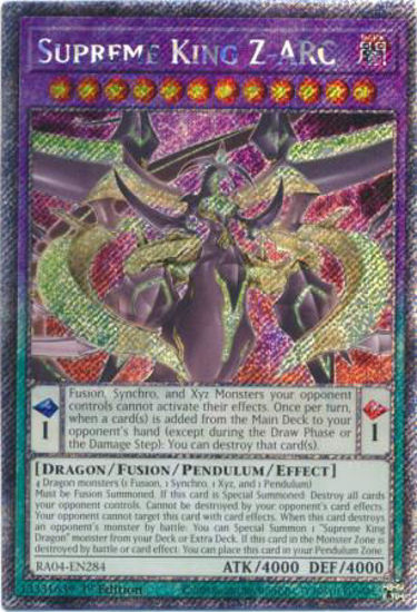 Supreme King Z-ARC - RA04-EN284-PSR - (V.4 - Platinum Secret Rare) 1st Edition