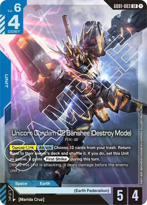 Unicorn Gundam 02 Banshee (Destroy Mode) - GD01-003 - Legendary Rare