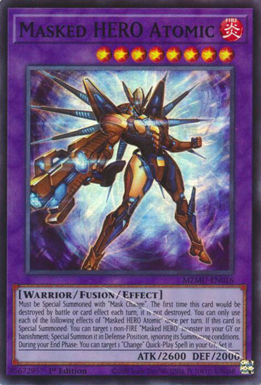 Masked HERO Atomic - MZMU-EN016 - Super Rare 1st Edition