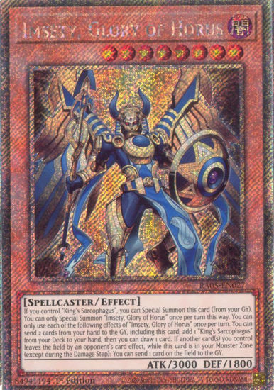 Imsety, Glory of Horus - RA05-EN027-PSR - (V.4 - Platinum Secret Rare) 1st Edition