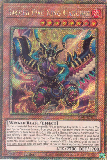 Sacred Fire King Garunix - RA05-EN031-PSR - (V.4 - Platinum Secret Rare) 1st Edition