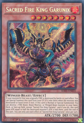 Sacred Fire King Garunix - RA05-EN031-SCR - (V.3 - Secret Rare) 1st Edition