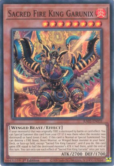 Sacred Fire King Garunix - RA05-EN031-SR - (V.1 - Super Rare) 1st Edition