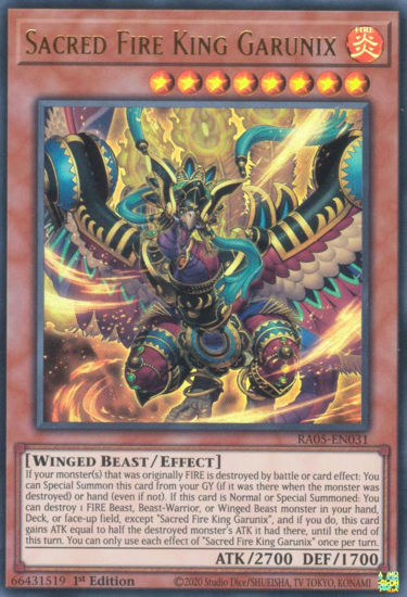 Sacred Fire King Garunix - RA05-EN031-UR - (V.2 - Ultra Rare) 1st Edition