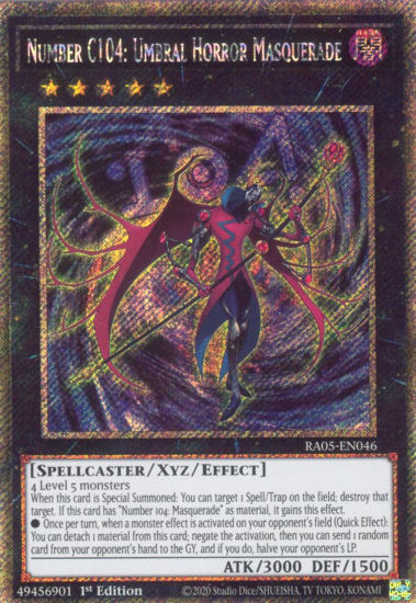 Number C104: Umbral Horror Masquerade - RA05-EN046-PSR - (V.4 - Platinum Secret Rare) 1st Edition