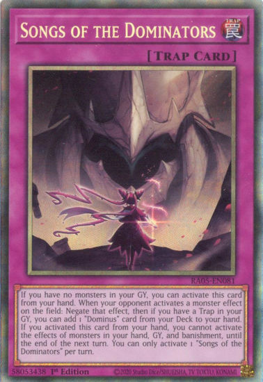 Songs of the Dominators - RA05-EN081-CR - (V.5 - Collector's Rare) 1st Edition