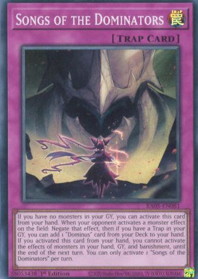 Songs of the Dominators - RA05-EN081-SR - (V.1 - Super Rare) 1st Edition