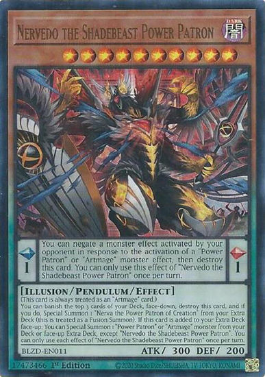Nervedo the Shadebeast Power Patron - BLZD-EN011 - Ultra Rare 1st Edition