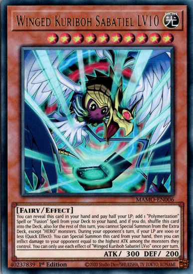 Winged Kuriboh Sabatiel LV10 - MAMO-EN006 - Ultra Rare 1st Edition